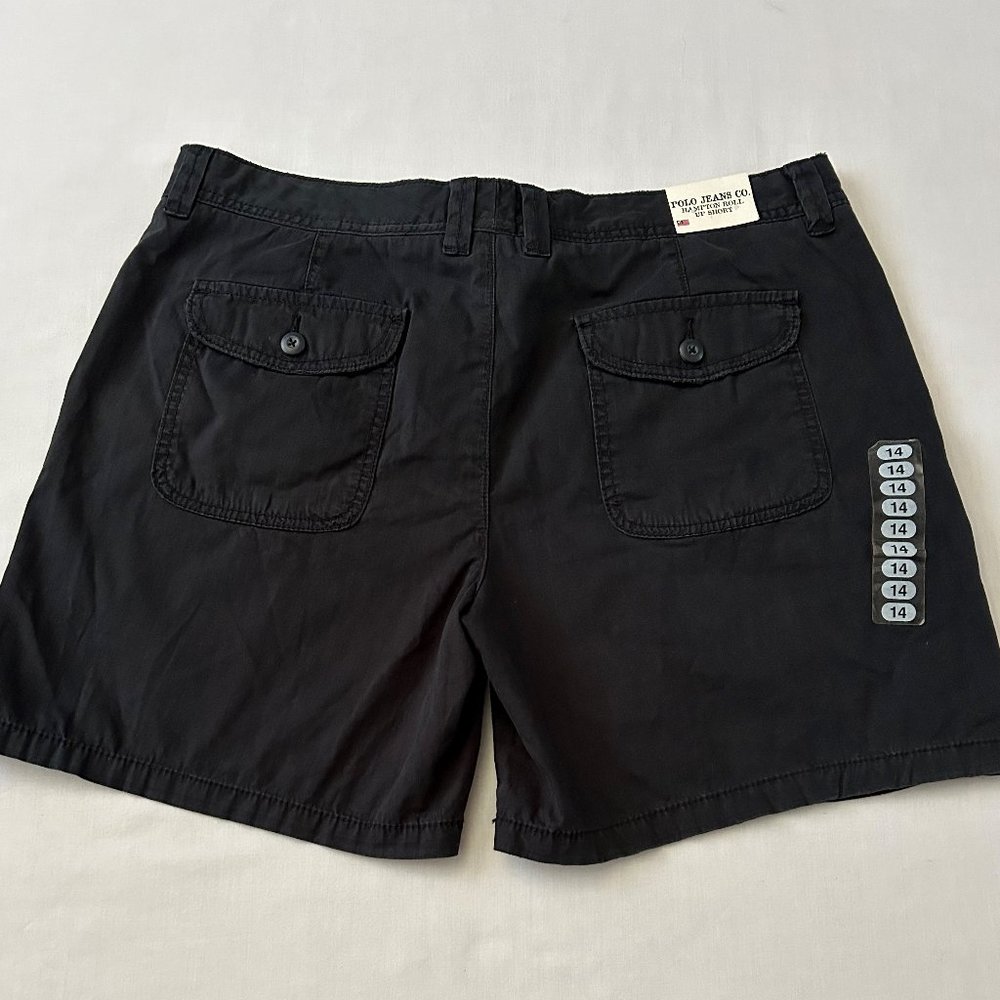 Ralph Lauren Polo Jeans Co. Women's Hampton Roll-up Shorts Black 14 New w/ Tags